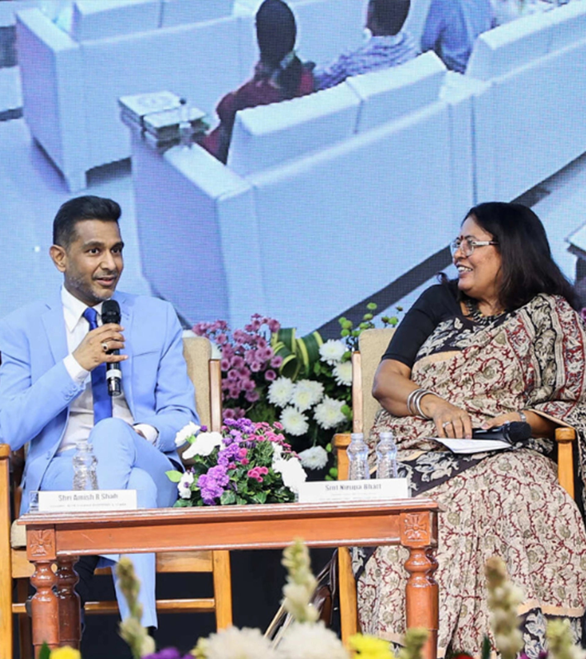 Amish Shah, President of ALTR, delivering a keynote address at a Viksit Bharat event. The image commemorates his role as a global industry leader sharing his vision for technological innovation and India's growing influence in the global lab-grown diamond economy during pivotal summit seminars.
